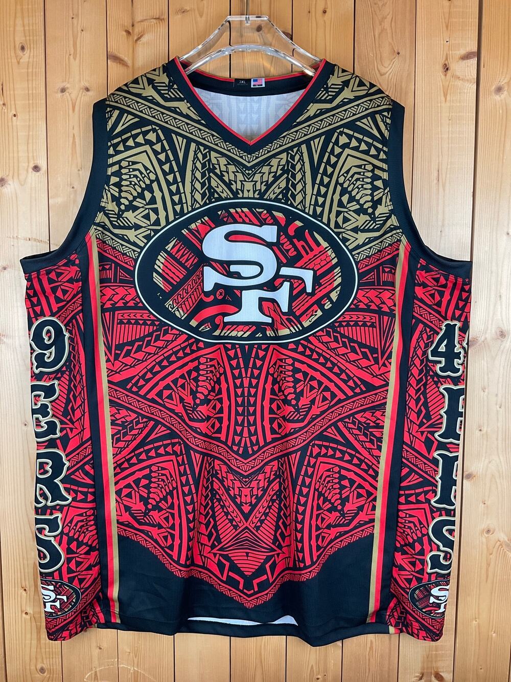 San Francisco 49ers Tribal Sleeveless Jersey, Red/Black/Gold - Size 3XL